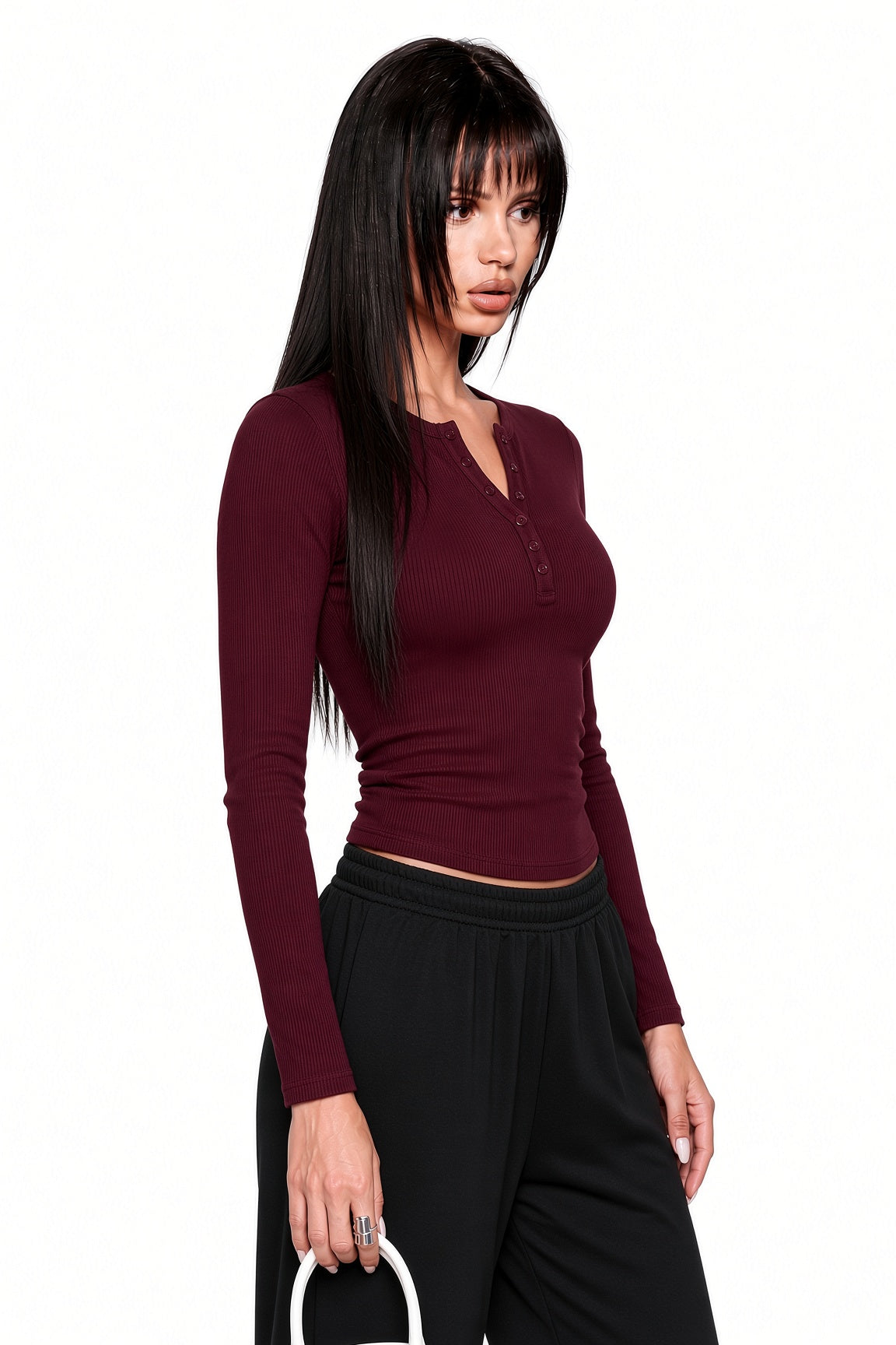 Burgundy Henley Her