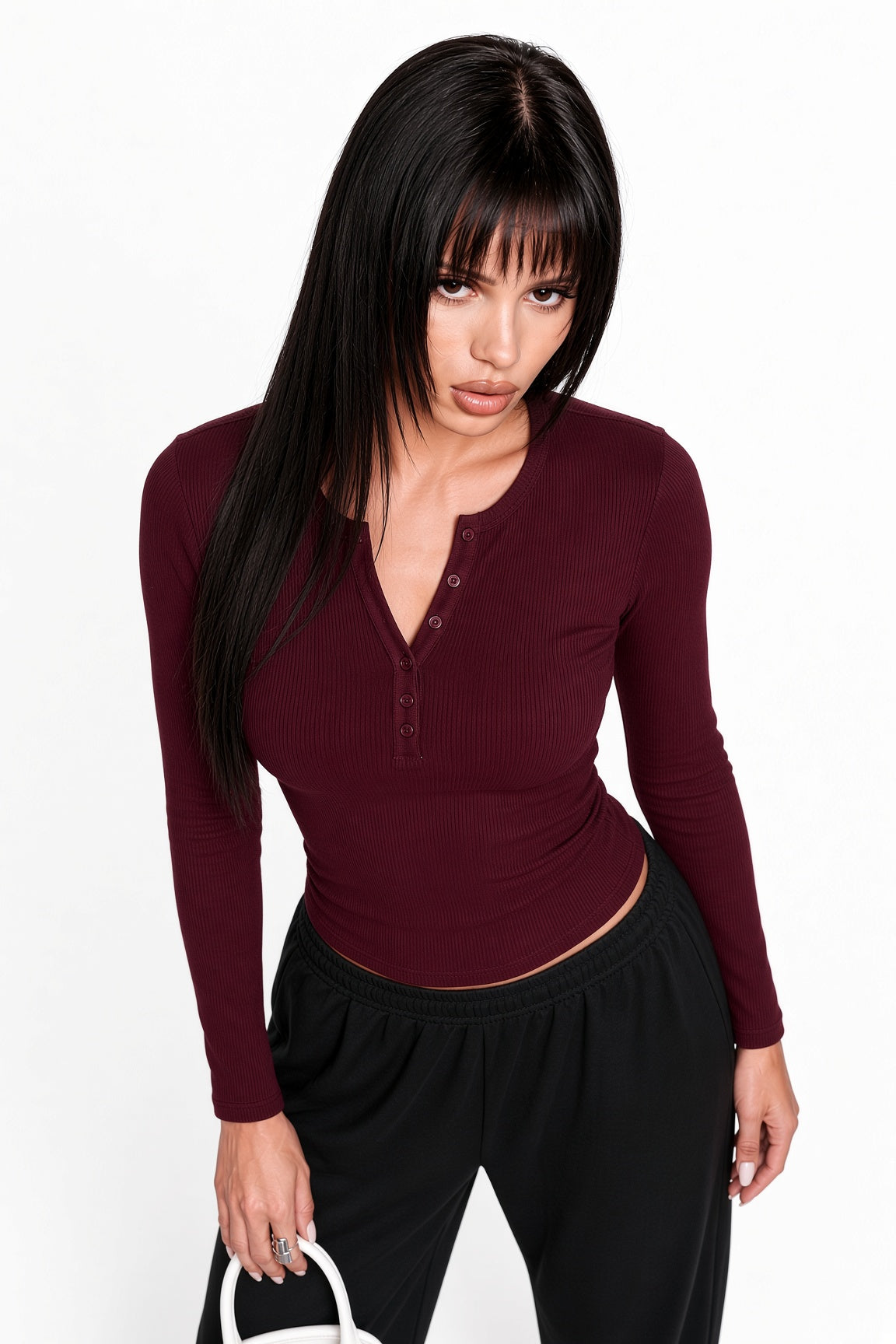 Burgundy Henley Her